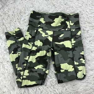 Lululemon Fast and Free High Rise Crop 23" Heritage 365 Camo Crispin Green Multi